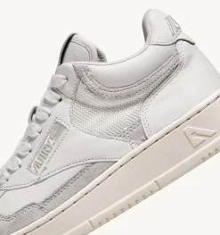 Sneakers Open Mid In Pelle E Suede Colore Bianco