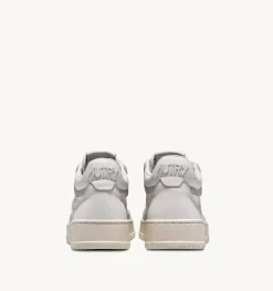 Sneakers Open Mid In Pelle E Suede Colore Bianco