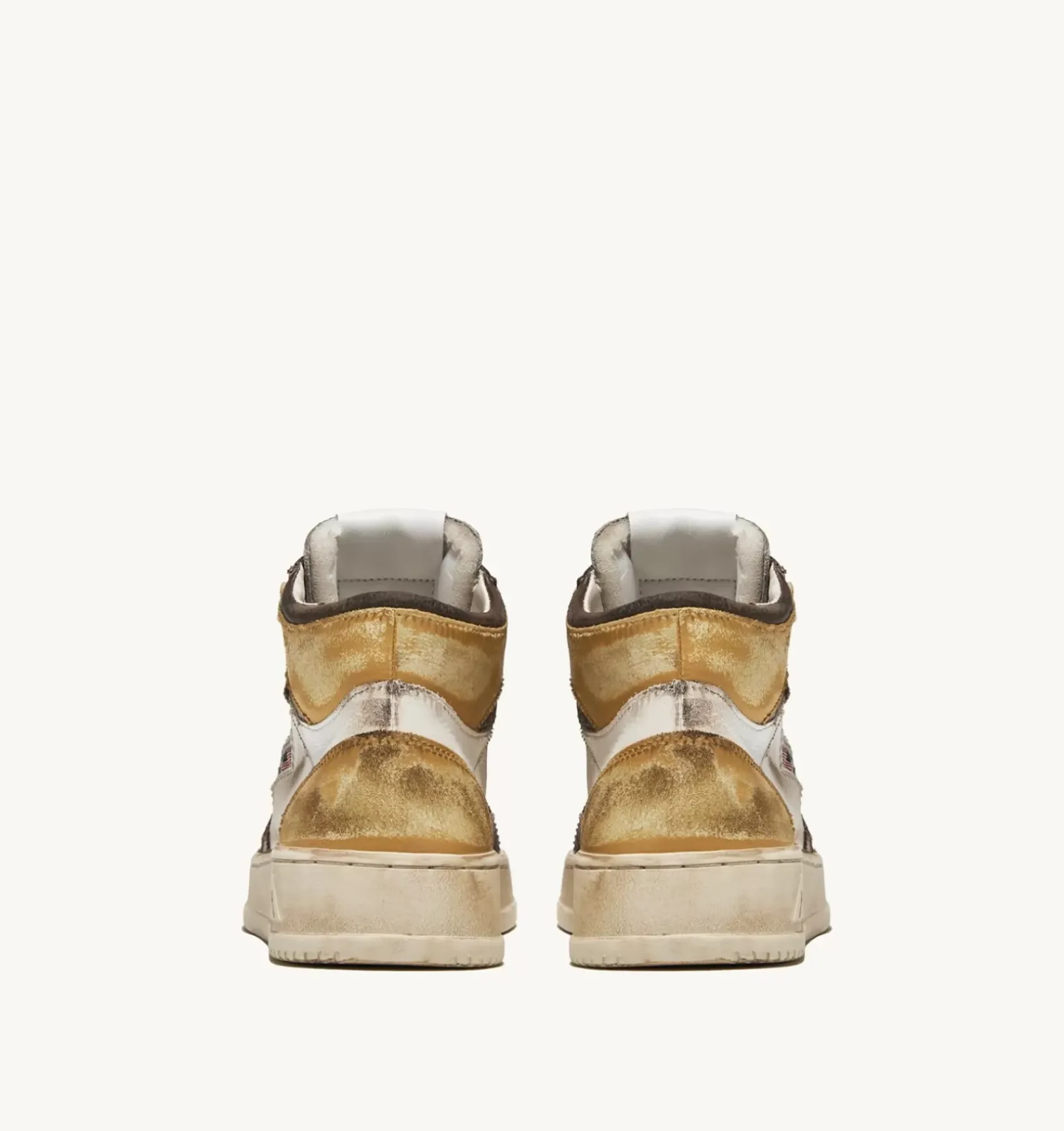 Sneakers Super Vintage Mid In Pelle Bianco Marrone Honey