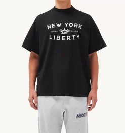 T-Shirt Girocollo Liberty Print Nero