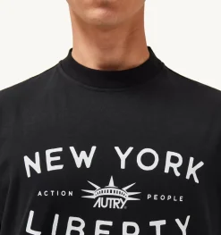 T-Shirt Girocollo Liberty Print Nero