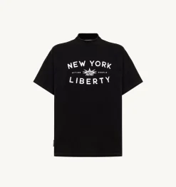 T-Shirt Girocollo Liberty Print Nero