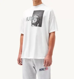 T-Shirt Girocollo Liberty Photo Bianco