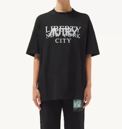 T-Shirt Girocollo Liberty Print Nero