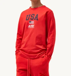 T-Shirt Girocollo Manica Lunga Iconic Logo Rosso