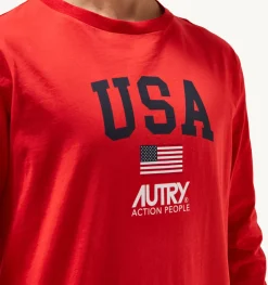 T-Shirt Girocollo Manica Lunga Iconic Logo Rosso