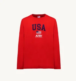T-Shirt Girocollo Manica Lunga Iconic Logo Rosso