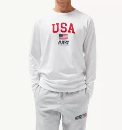 T-Shirt Girocollo Manica Lunga Iconic Logo Bianco