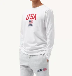 T-Shirt Girocollo Manica Lunga Iconic Logo Bianco