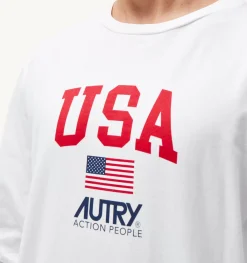 T-Shirt Girocollo Manica Lunga Iconic Logo Bianco